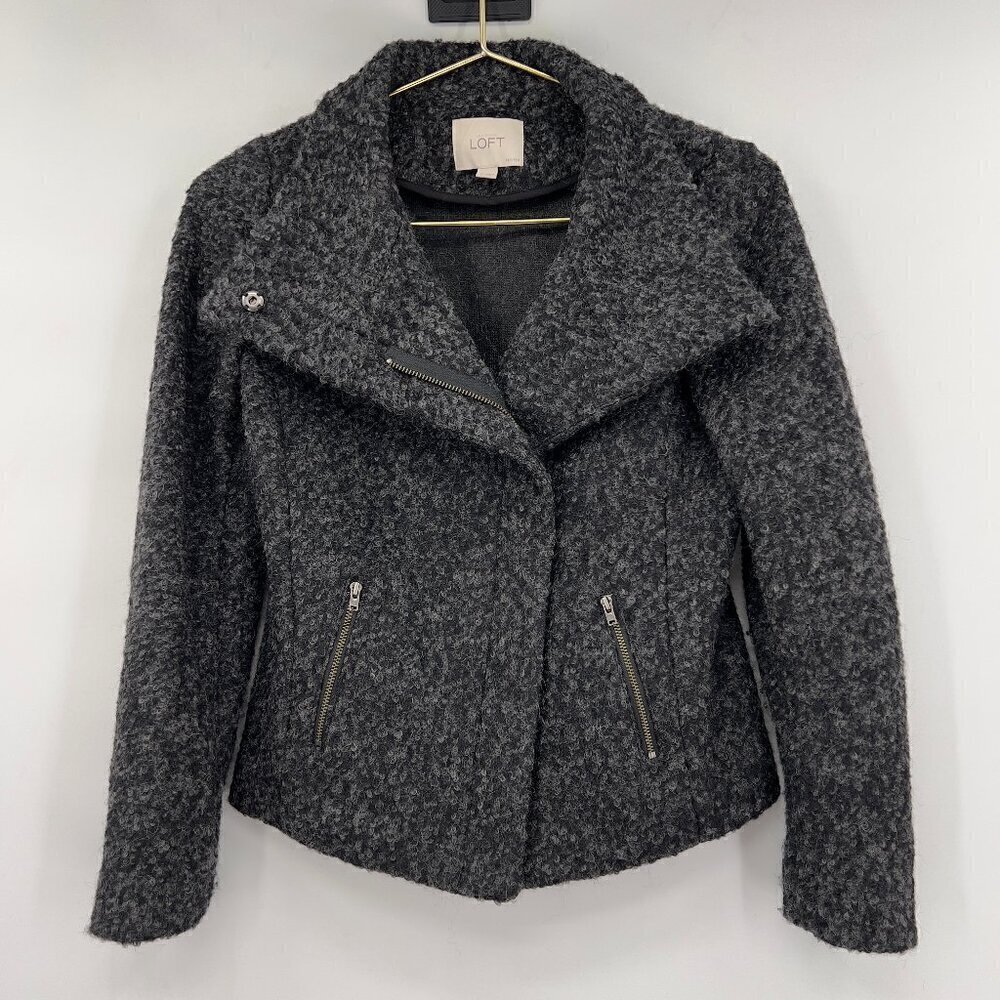 Loft Women's Wool Gray Motorcycle Jacket Size 0P